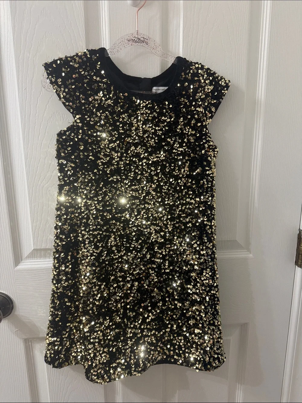 Justice Black and Gold Sequin Party Dress